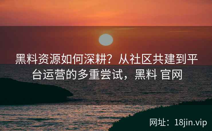黑料资源如何深耕？从社区共建到平台运营的多重尝试，黑料 官网