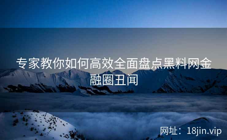 专家教你如何高效全面盘点黑料网金融圈丑闻