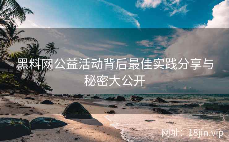 黑料网公益活动背后最佳实践分享与秘密大公开